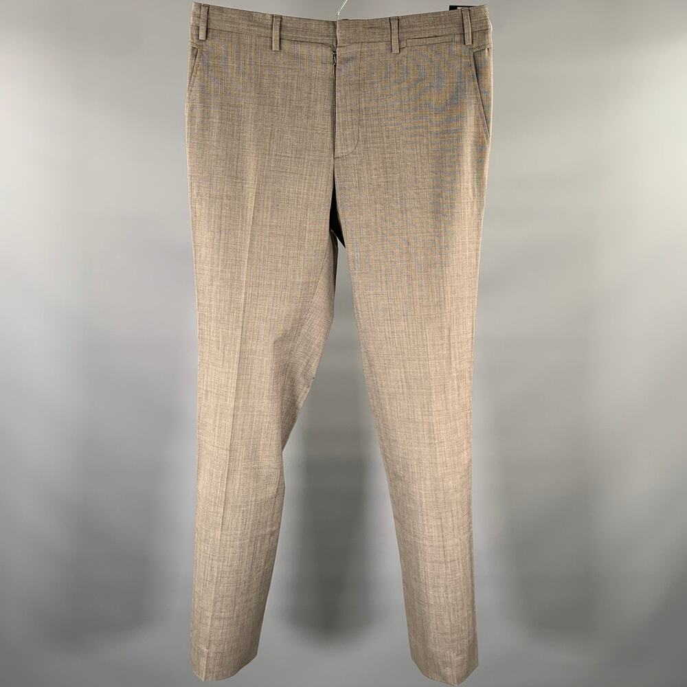 MAISON MARGIELA Size 34 Grey Orange Heather Wool Button Fly Dress Pants